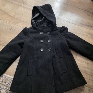 Black Hooded Peacoat